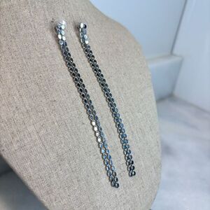 Francescas Collections Linear Geometric Strand Long Drop Earrings Silver-tone 5"